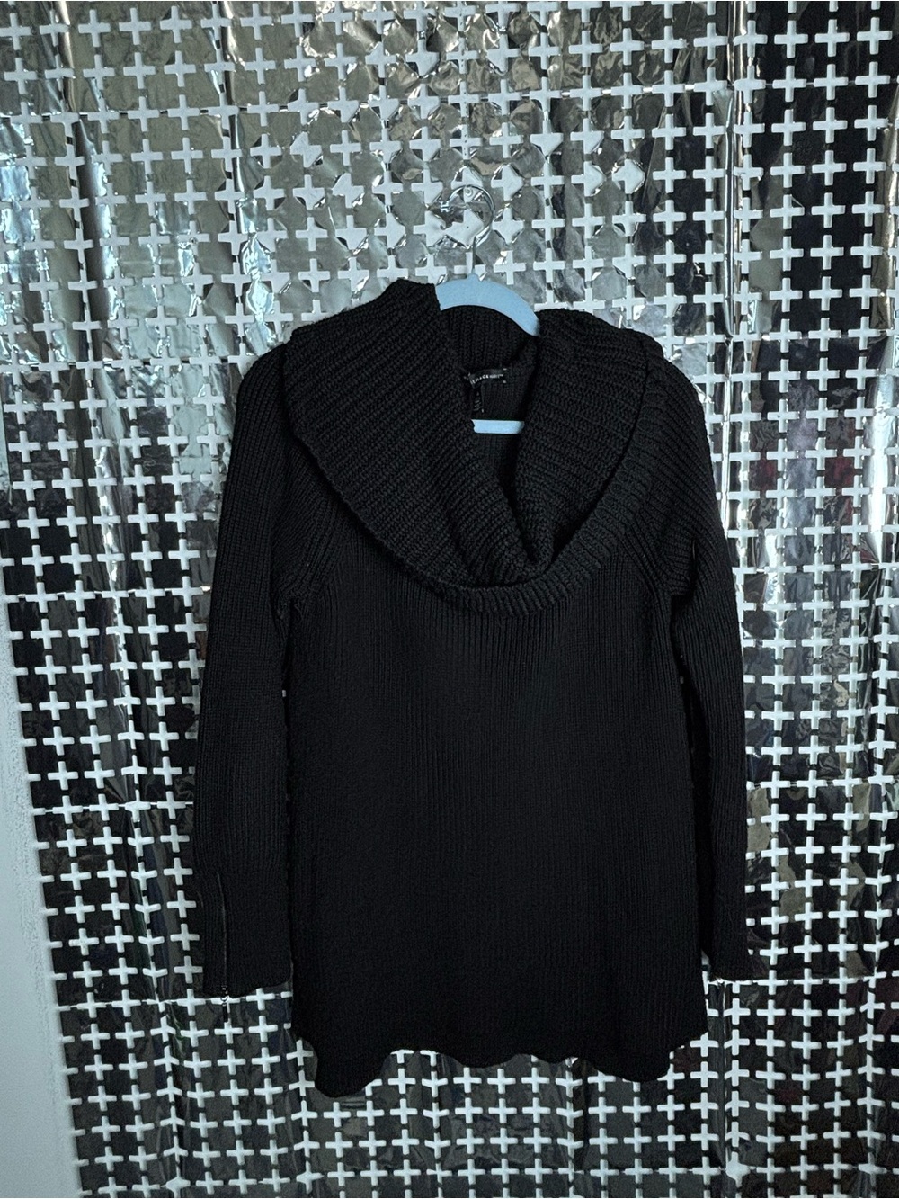 White House Black Market Black Shawl-Collar Ribbed Sweater